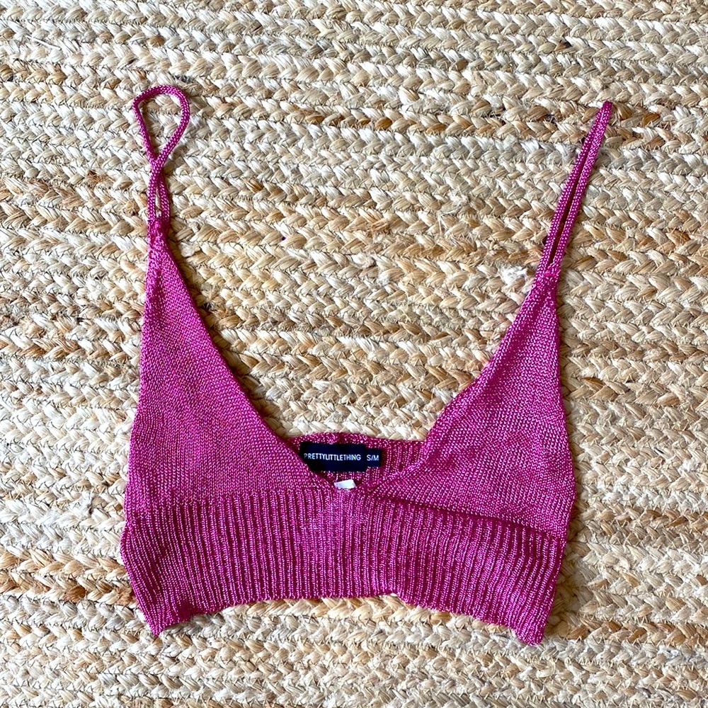 PRETTYLITTLETHING mesh crop top, Size S/M